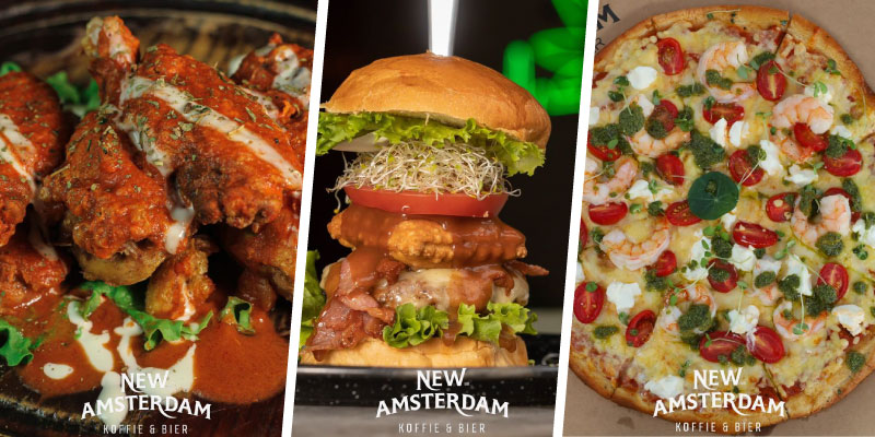 Restaurantes, New Amsterdam, Hamburguesas, Alitas, Pizzas, Bares, Bebidas, Cerveza, Boneless, Costillas, Ensaladas, Pastas, cocina, cannabica, Micheladas, CBD